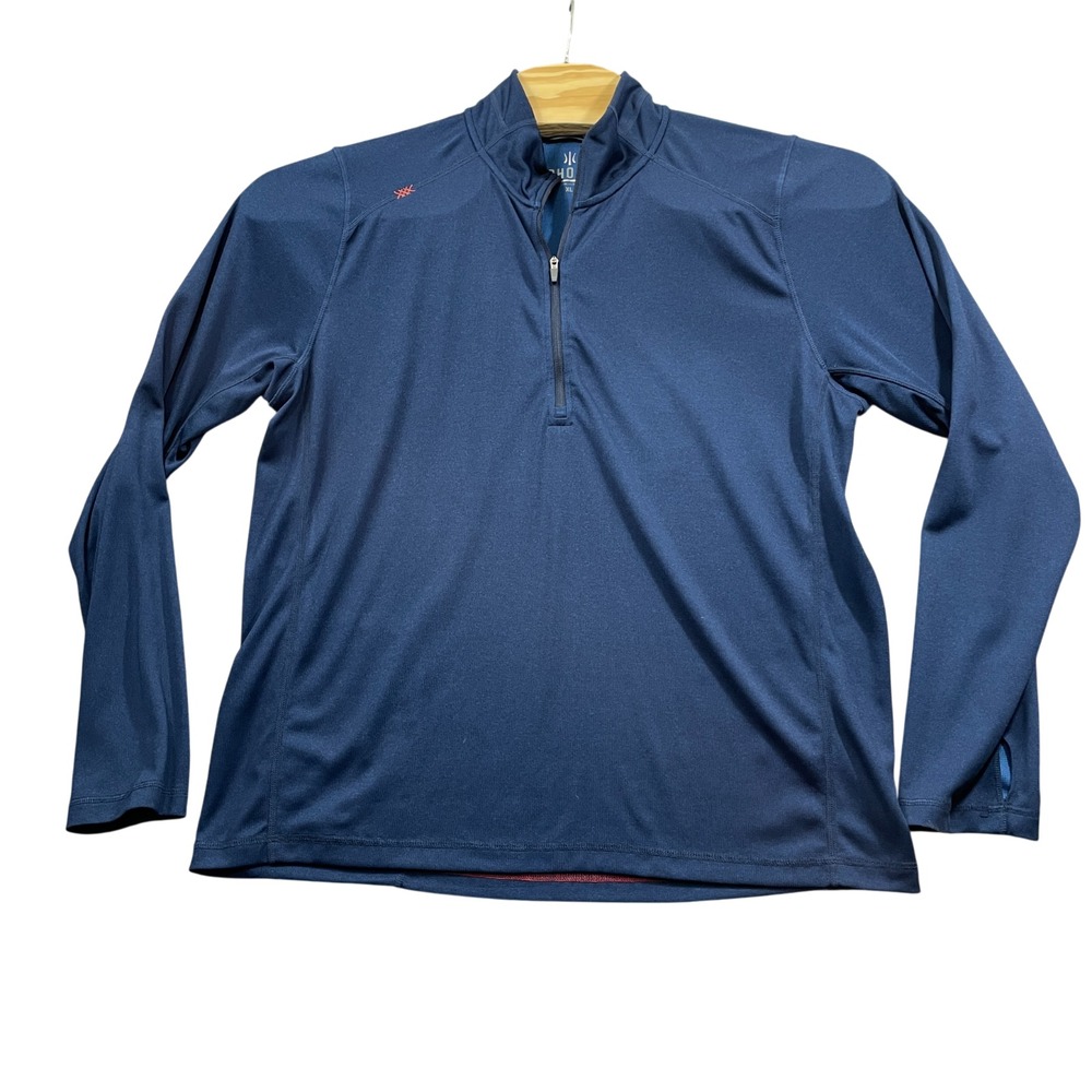 Rhone Navy XL Men's Long Sleeve 1/2 Zip Shirt Polartec Thumbies 100% Polyester‎